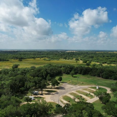 Aerial view of RV sites at Hidden Valley RV Park